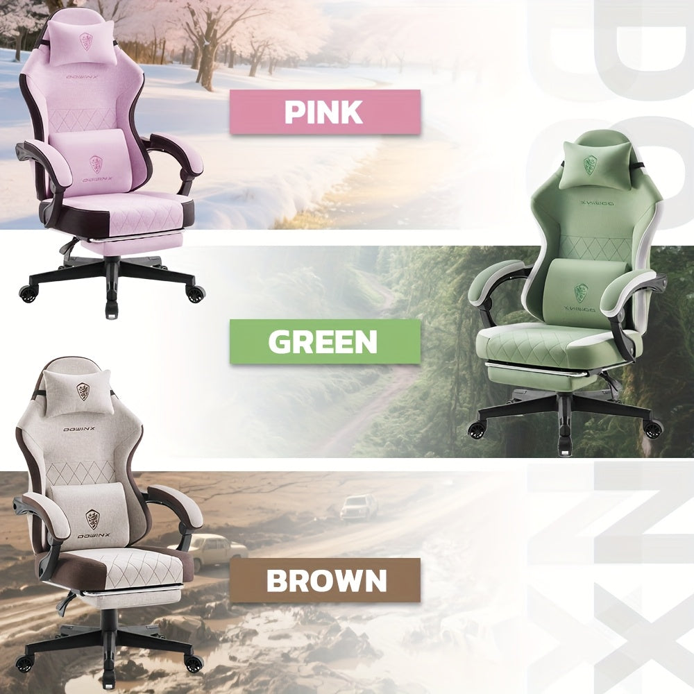 Adult Gaming Chair, Big & Tall Breathable Fabric With Pocketed Spring Cushion & Massage Lumbar Support, Ergonomic High Back Office Chair With Adjustable Headrest\u002FFootrest, 300LBS Weight Capacity, Black, Gray, White, Green And 7 Other Colors