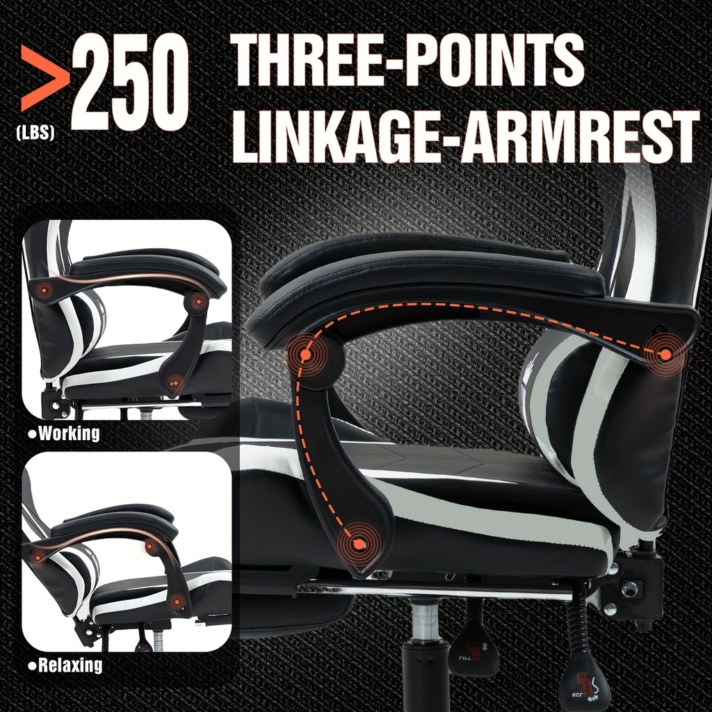 Game Chair With Footrest And Lumbar Support Gaming Chair, Video Chair, Ergonomic Computer Chair Height Adjustable With Swivel Seat And Headrest