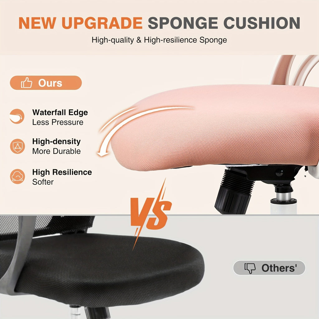 Ergonomic Gaming Chair Ergonomic Office Desk Computer Chair, High Back Comfy Swivel Home Gaming Mesh Chairs With Wheels, Adjustable Headrest, Comfortable Lumbar Support, Flip-up Arms, 144° Tilt For Study