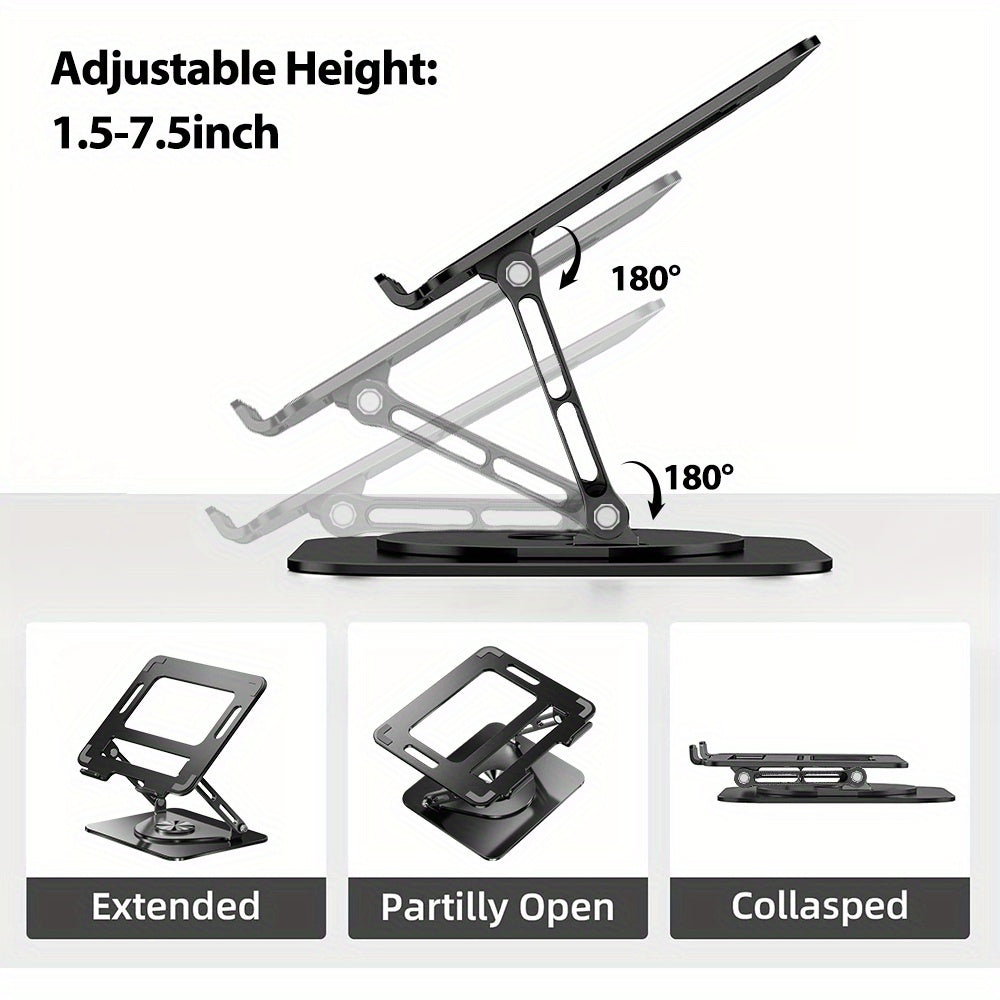 Adjustable Aluminum Laptop Desk Stand with a 360° Rotating Bracket, Foldable Design, And Ergonomic Features for Optimal Laptop Support
