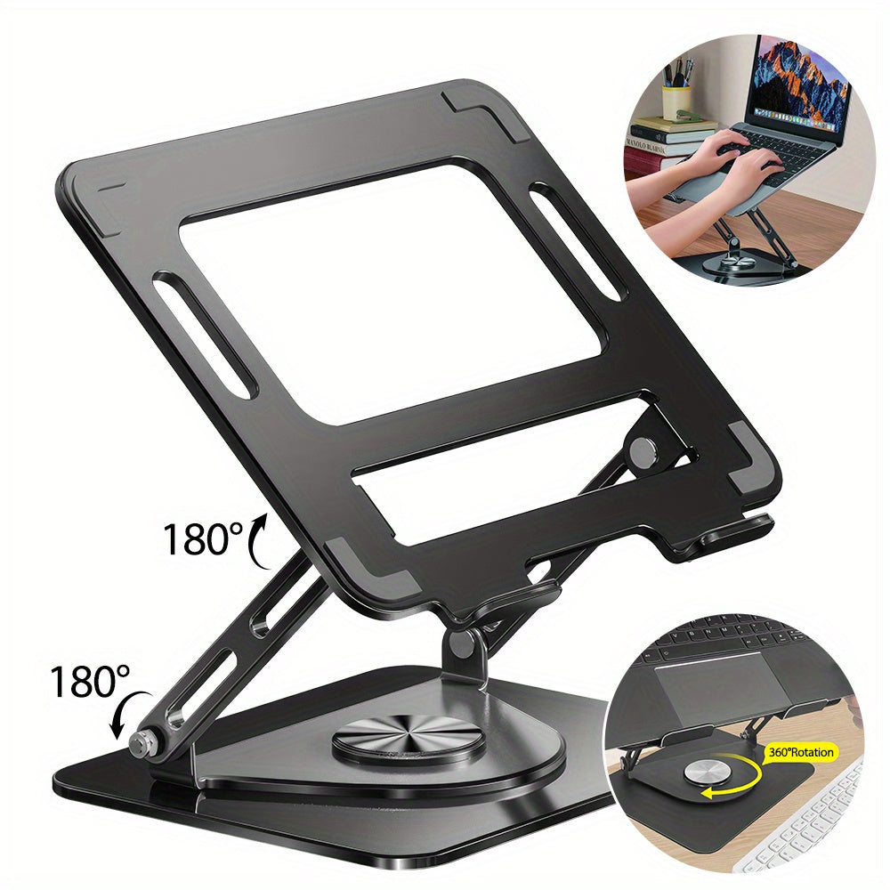 Adjustable Aluminum Laptop Desk Stand with a 360° Rotating Bracket, Foldable Design, And Ergonomic Features for Optimal Laptop Support
