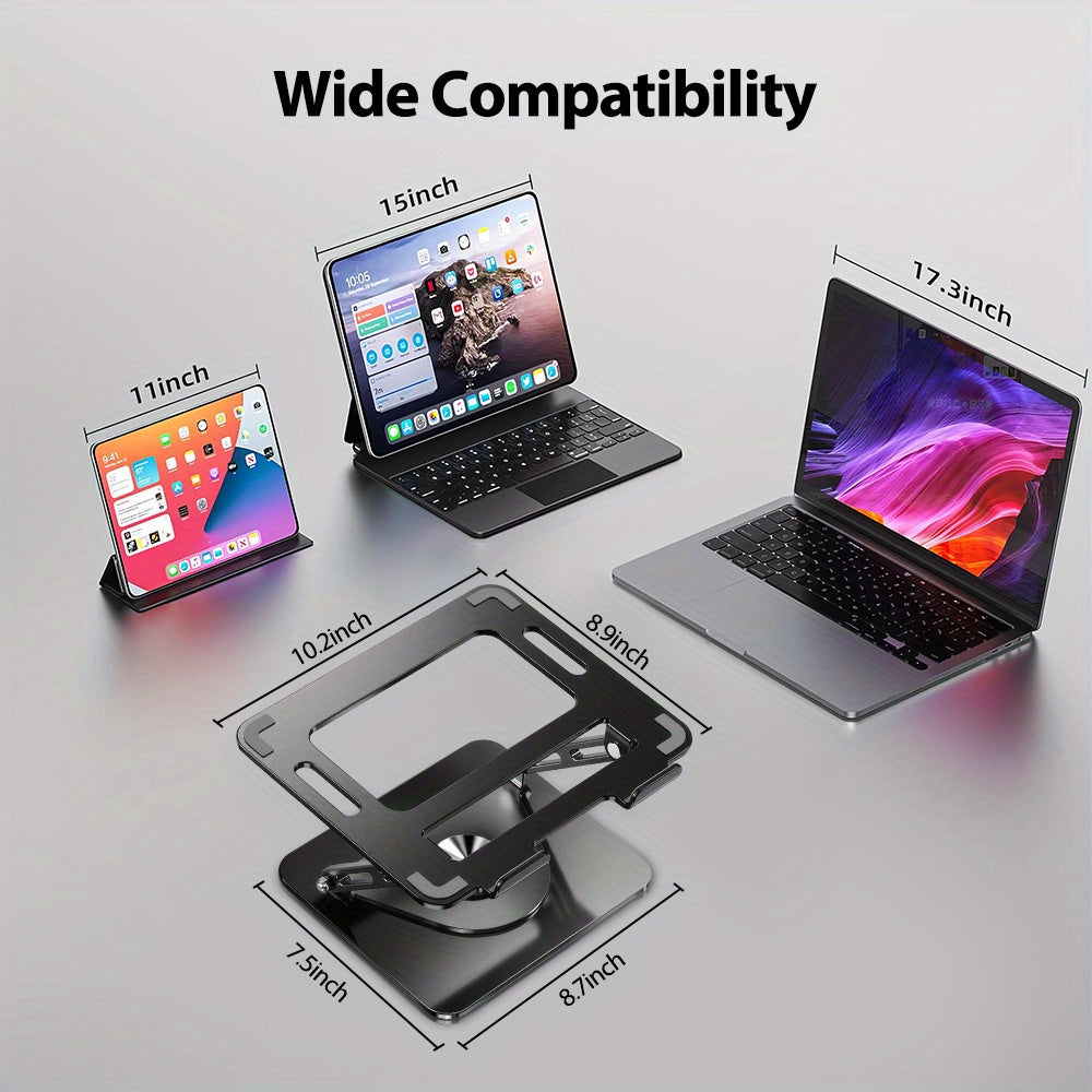 Adjustable Aluminum Laptop Desk Stand with a 360° Rotating Bracket, Foldable Design, And Ergonomic Features for Optimal Laptop Support