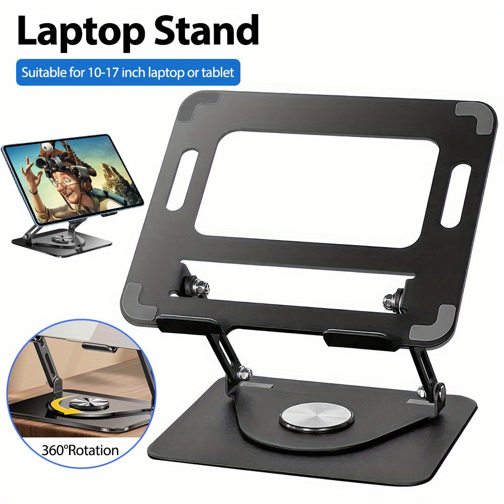 Adjustable Aluminum Laptop Desk Stand with a 360° Rotating Bracket, Foldable Design, And Ergonomic Features for Optimal Laptop Support