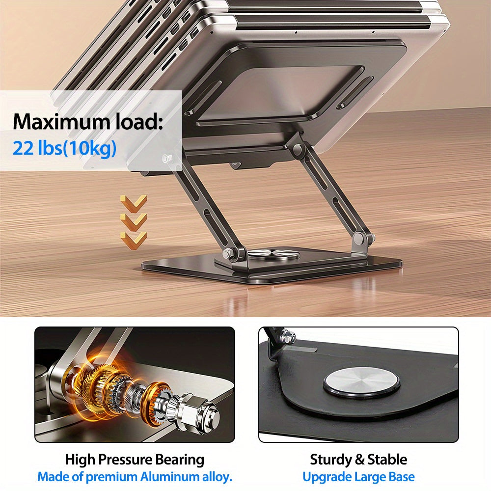 Adjustable Aluminum Laptop Desk Stand with a 360° Rotating Bracket, Foldable Design, And Ergonomic Features for Optimal Laptop Support
