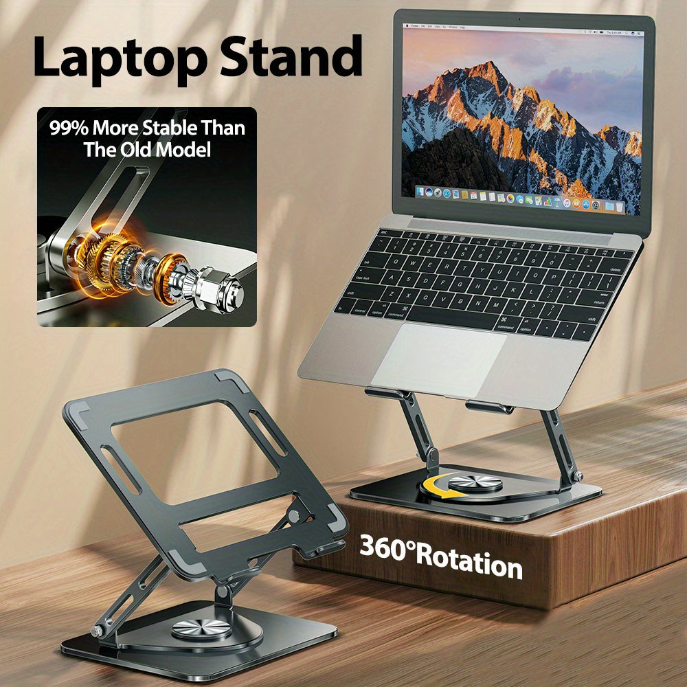 Adjustable Aluminum Laptop Desk Stand with a 360° Rotating Bracket, Foldable Design, And Ergonomic Features for Optimal Laptop Support