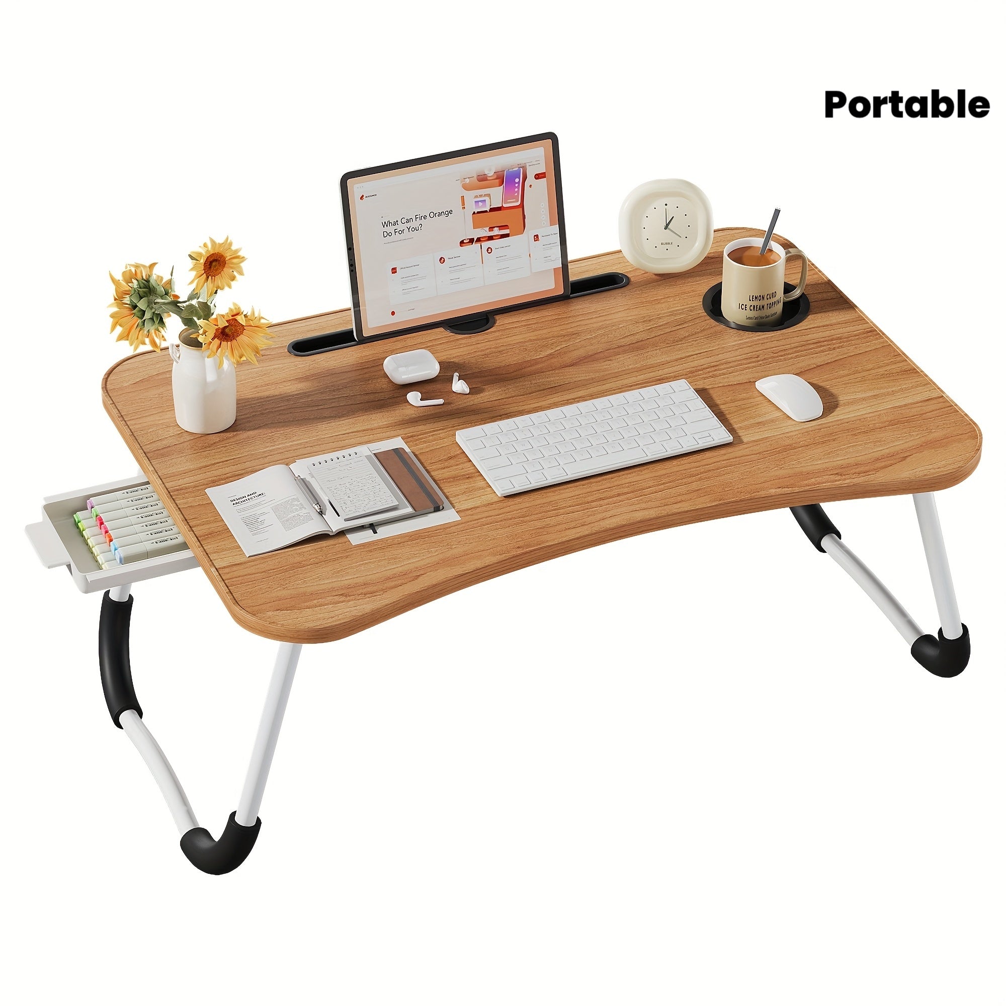 Laptop Bed Desk Table Tray Stand with Cup Holder\u002FDrawer for Bed\u002FSofa\u002FCouch\u002FStudy\u002FReading\u002FWriting On Low Sitting Floor Large Portable Foldable Lap Desk Bed Trays for Eating and Laptops
