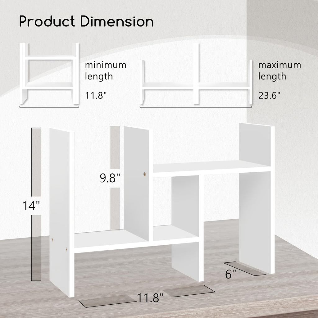 Adjustable Wooden Desktop Storage Rack - Multifunctional Trapezoidal Bookshelf with Multiple Placement Options, Ideal for Office, Study Room, and Desk Organization, Office Desk Accessory