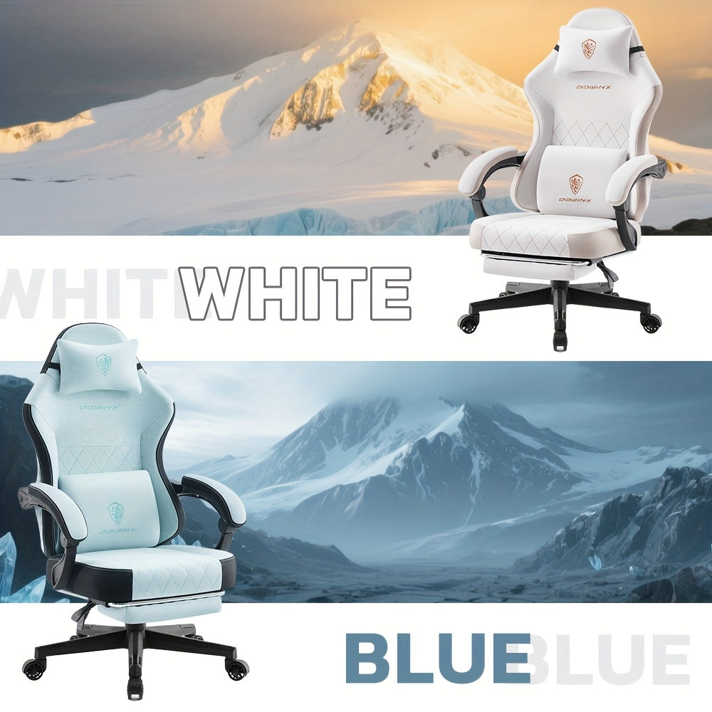 Adult Gaming Chair, Big & Tall Breathable Fabric With Pocketed Spring Cushion & Massage Lumbar Support, Ergonomic High Back Office Chair With Adjustable Headrest\u002FFootrest, 300LBS Weight Capacity, Black, Gray, White, Green And 7 Other Colors