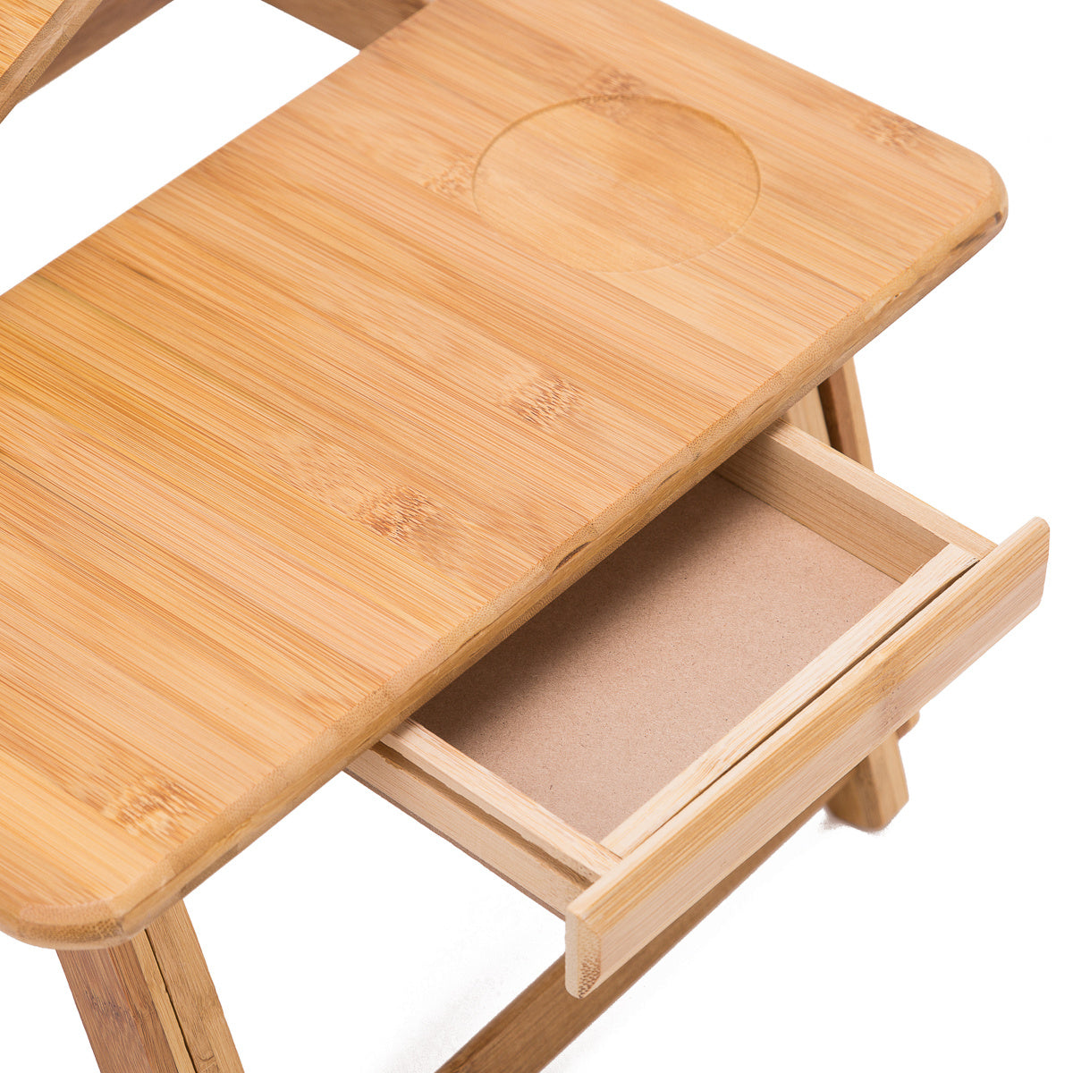 Multi Function Bamboo Lapdesk Table Laptop Stand Breakfast Trays Bed Serving Tray - Adjustable Legs - Portable & Foldable - Tilting Top Angles - Large Size