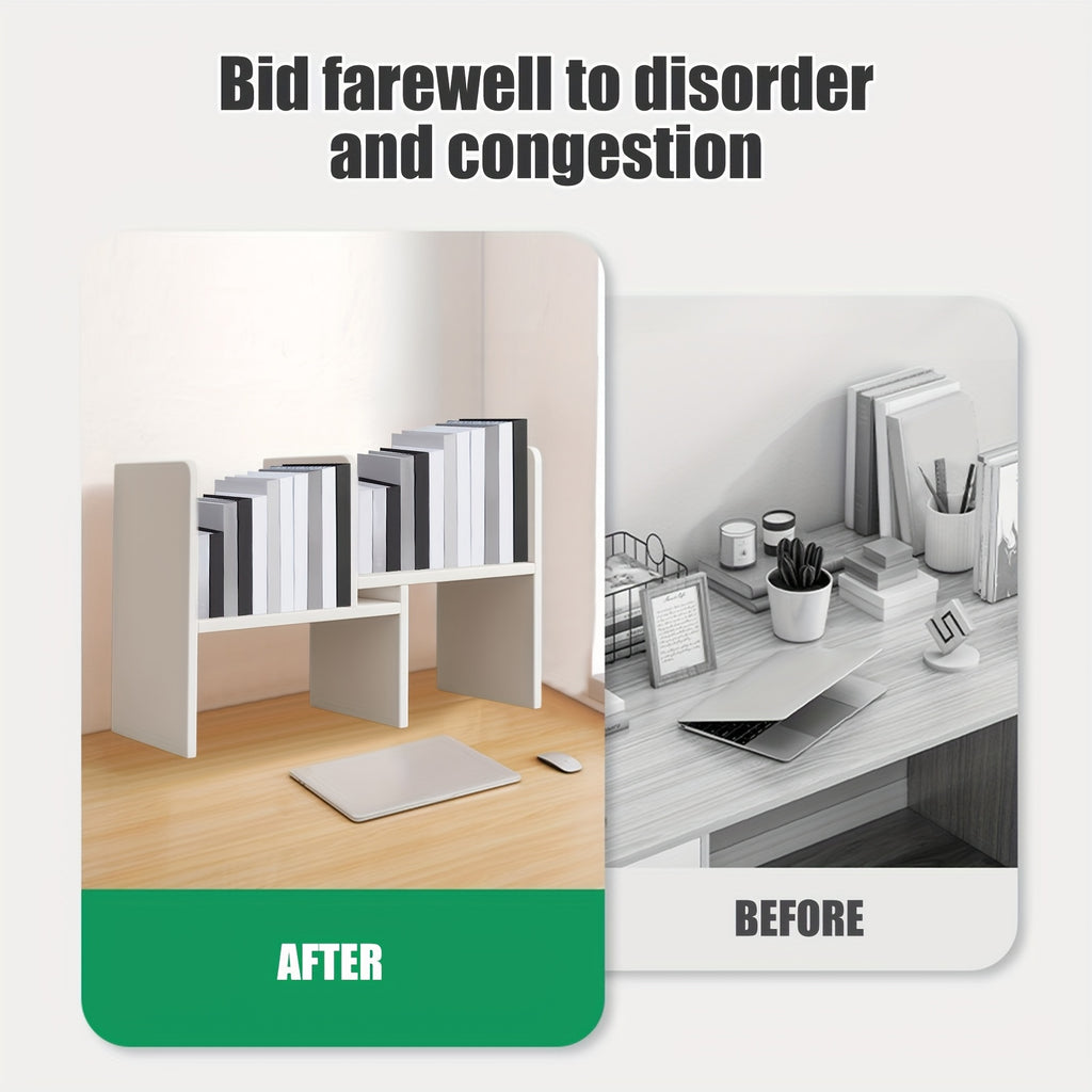 Retractable Bookshelf Desktop Bookshelf Wooden Shelf Multi-layer Storage Rack Suitable for Desktop Storage Books And Items