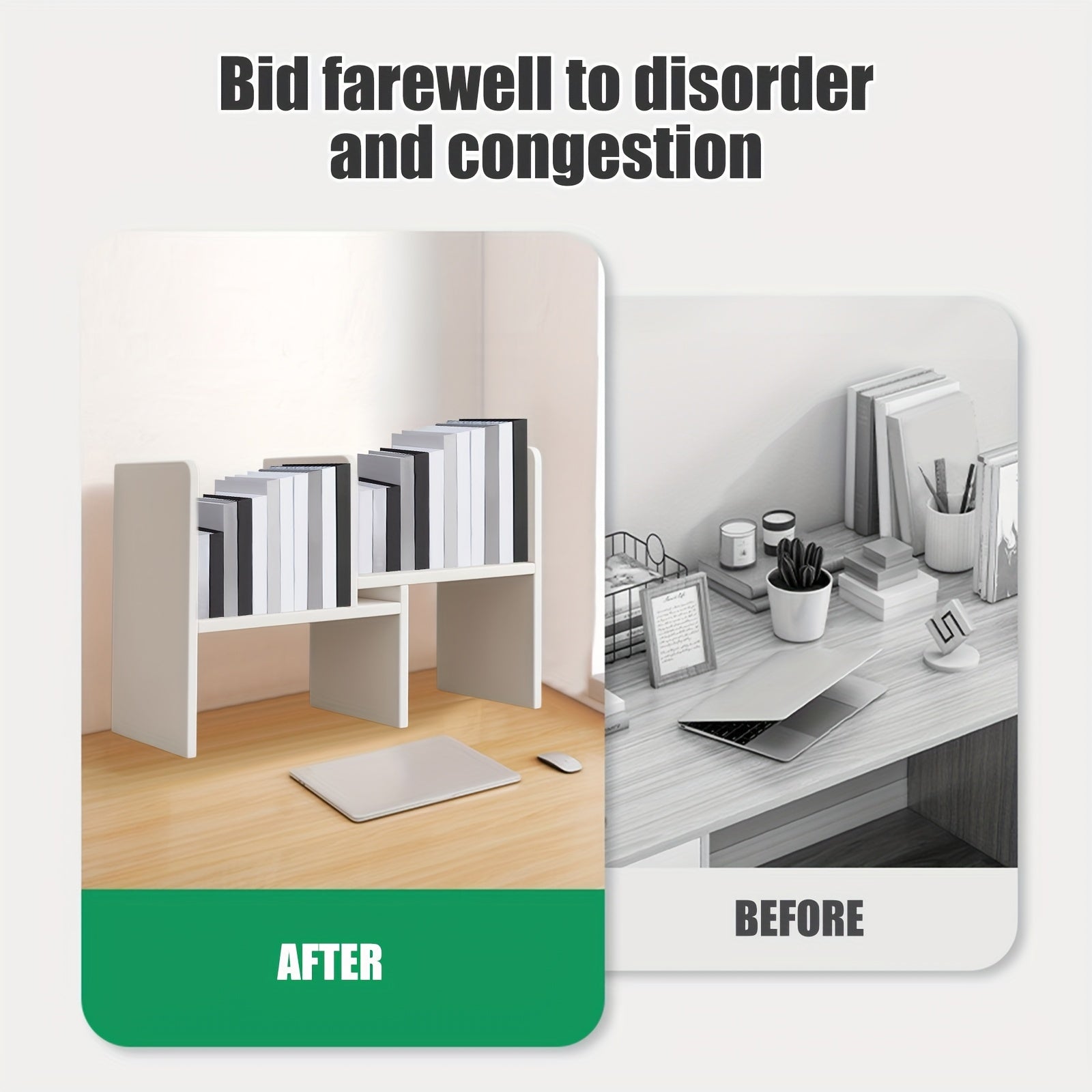 Retractable Bookshelf Desktop Bookshelf Wooden Shelf Multi-layer Storage Rack Suitable for Desktop Storage Books And Items