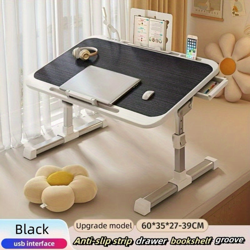 Portable Laptop Desk Featuring Adjustable Height And Angle, Equipped with an LED Light And Drawer – Ideal for Use on The Sofa, for Studying, Reading, And Working