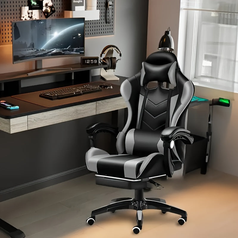 Ergonomic High-Back Office Gaming Chair with Lumbar Support & Footrest - Adjustable Linkage Armrests, Foam Cushion, Heavy-Duty Metal Frame Computer Desk Chair Suitable for Office & Gaming Chairs