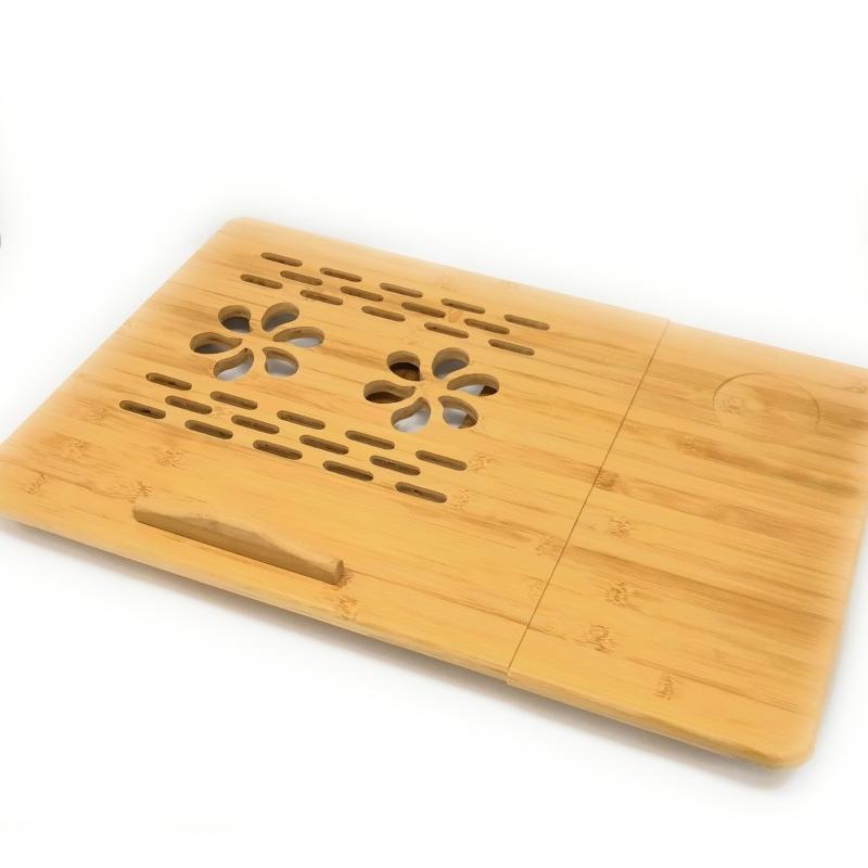 Multi Function Bamboo Lapdesk Table Laptop Stand Breakfast Trays Bed Serving Tray - Adjustable Legs - Portable & Foldable - Tilting Top Angles - Large Size