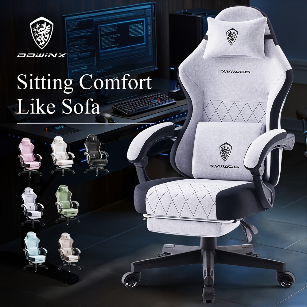 Adult Gaming Chair, Big & Tall Breathable Fabric With Pocketed Spring Cushion & Massage Lumbar Support, Ergonomic High Back Office Chair With Adjustable Headrest\u002FFootrest, 300LBS Weight Capacity, Black, Gray, White, Green And 7 Other Colors