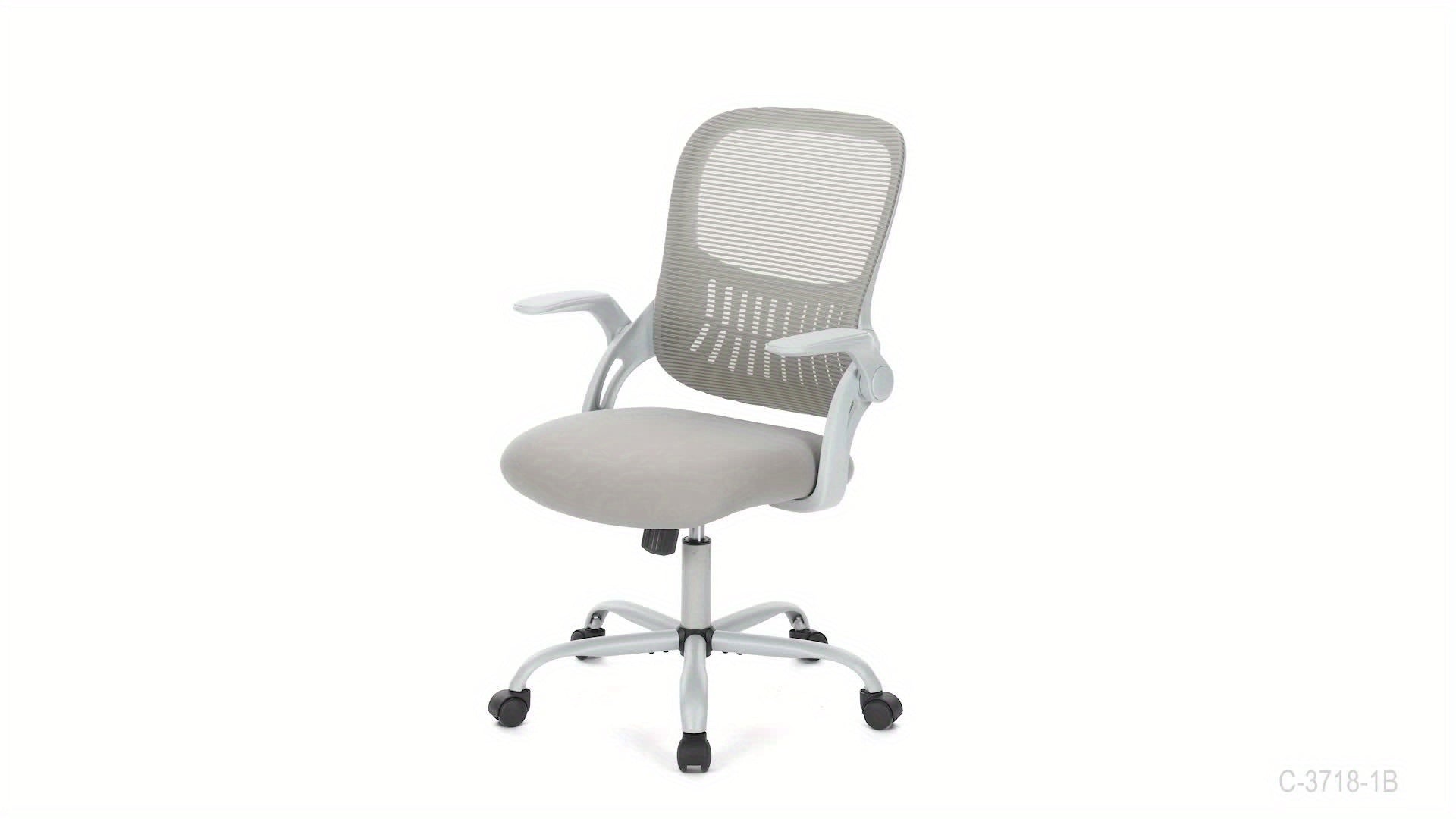 Office Computer Desk Chair, Ergonomic Mid-Back Mesh Rolling Work Swivel Task Chairs with Comfortable Lumbar Support, Wheels, Comfy Flip-up Arms for Home, Bedroom, Study, Student