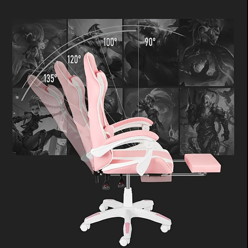 Ergonomic High-Back Office Gaming Chair with Lumbar Support & Footrest - Adjustable Linkage Armrests, Foam Cushion, Heavy-Duty Metal Frame Computer Desk Chair Suitable for Office & Gaming Chairs