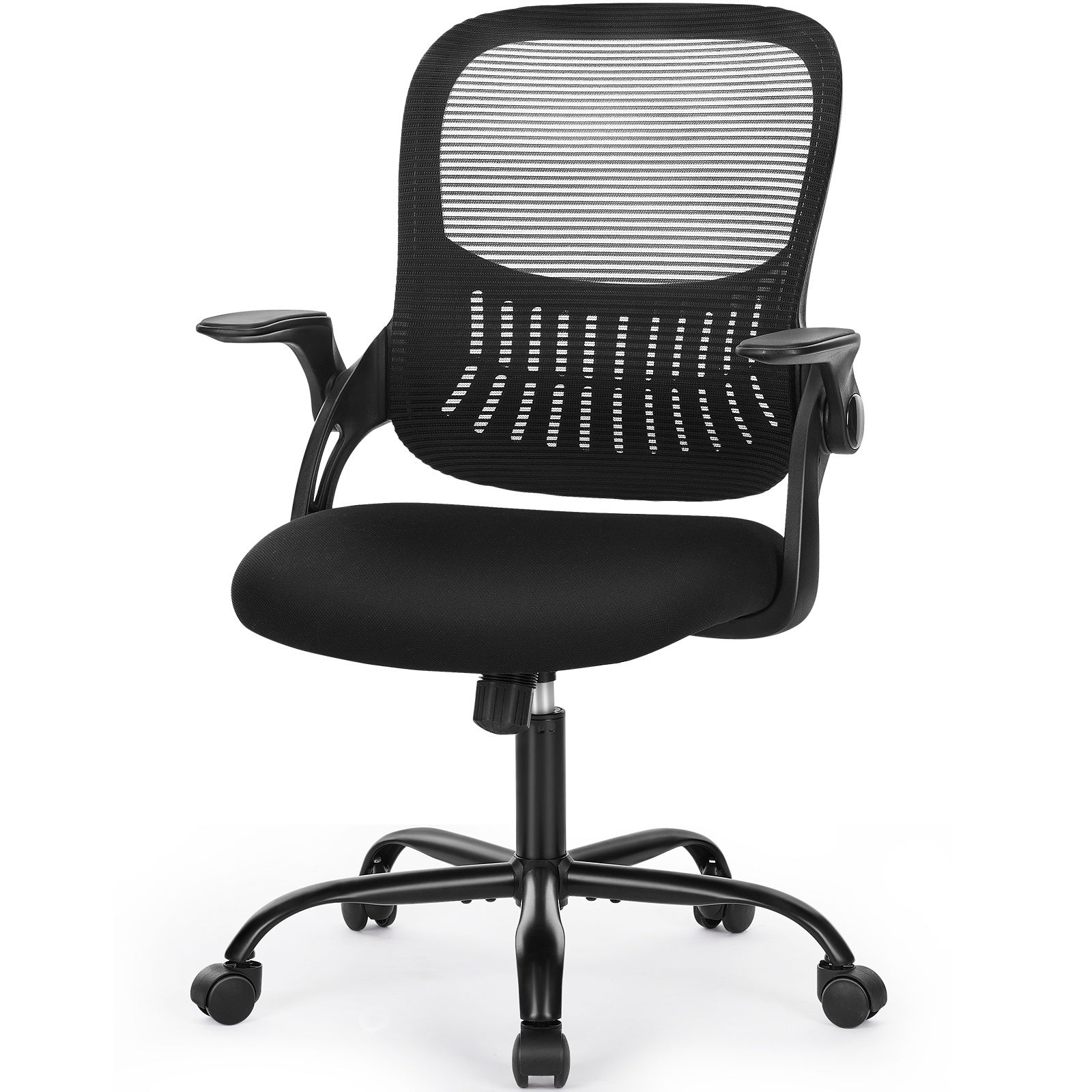 Home Office Desk Chair, Ergonomic High-Back Mesh Rolling Work Computer Chairs with Wheels and Adjustable Headrests, Comfortable Lumbar Support, Comfy Flip-up Arms for Bedroom, Study