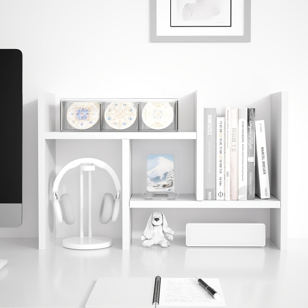 Adjustable Wooden Desktop Storage Rack - Multifunctional Trapezoidal Bookshelf with Multiple Placement Options, Ideal for Office, Study Room, and Desk Organization, Office Desk Accessory