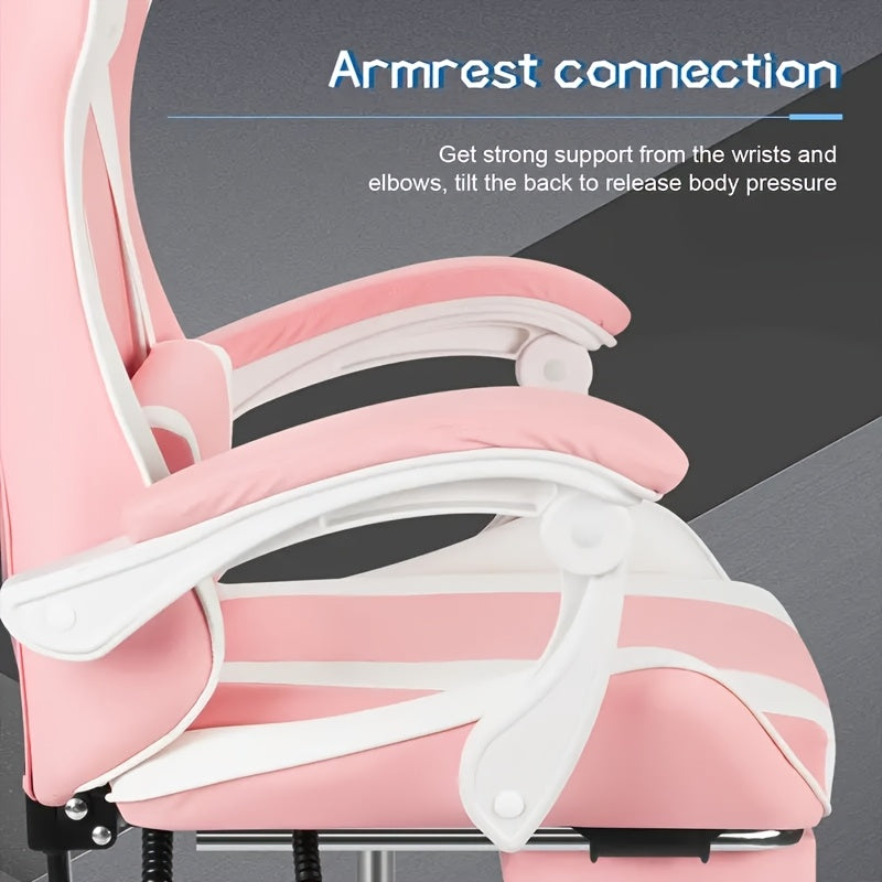 Ergonomic High-Back Office Gaming Chair with Lumbar Support & Footrest - Adjustable Linkage Armrests, Foam Cushion, Heavy-Duty Metal Frame Computer Desk Chair Suitable for Office & Gaming Chairs