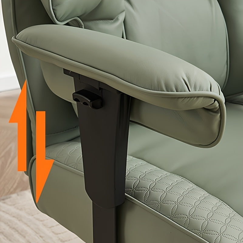 Efomao Office Chair 400LBS, Big and Tall Office Chair, PU Leather Computer Chair, Executive Office Chair with Leg Rest and Lumbar Support, Pink Office Chair