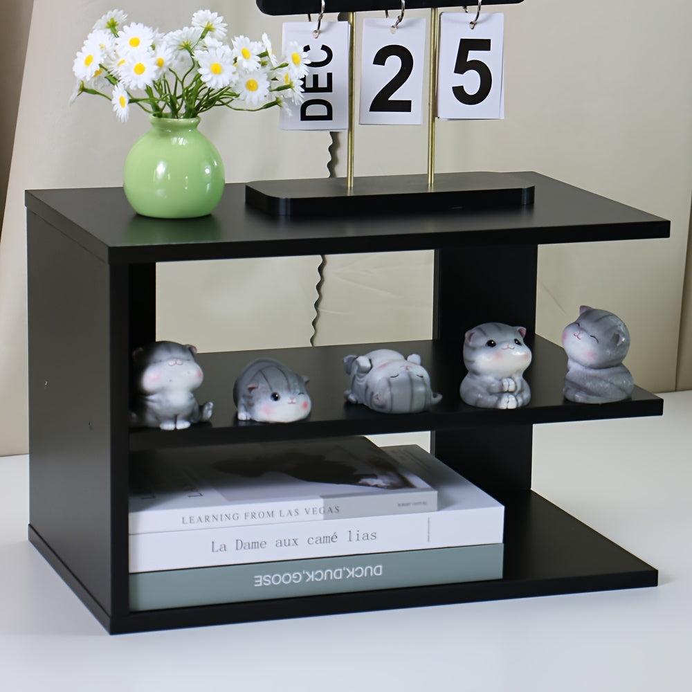 Multi-Tier Desktop Organizer - Compact Space-Saving Desk Shelf with Phone, Laptop, Books, Flowers - Sturdy Recycled Wood Construction for Home Office, Dorm, Study - Workspace Storage Rack, Desk Storage, Sleek Finish, Dorm Room Essentials, M...