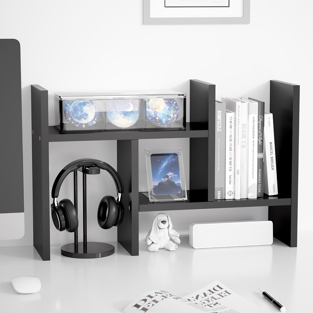 Adjustable Wooden Desktop Storage Rack - Multifunctional Trapezoidal Bookshelf with Multiple Placement Options, Ideal for Office, Study Room, and Desk Organization, Office Desk Accessory