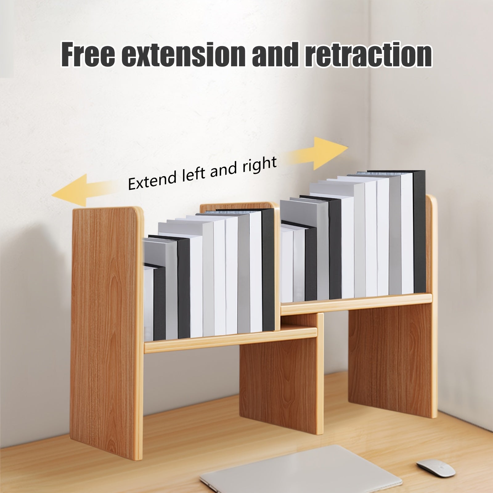 Retractable Bookshelf Desktop Bookshelf Wooden Shelf Multi-layer Storage Rack Suitable for Desktop Storage Books And Items