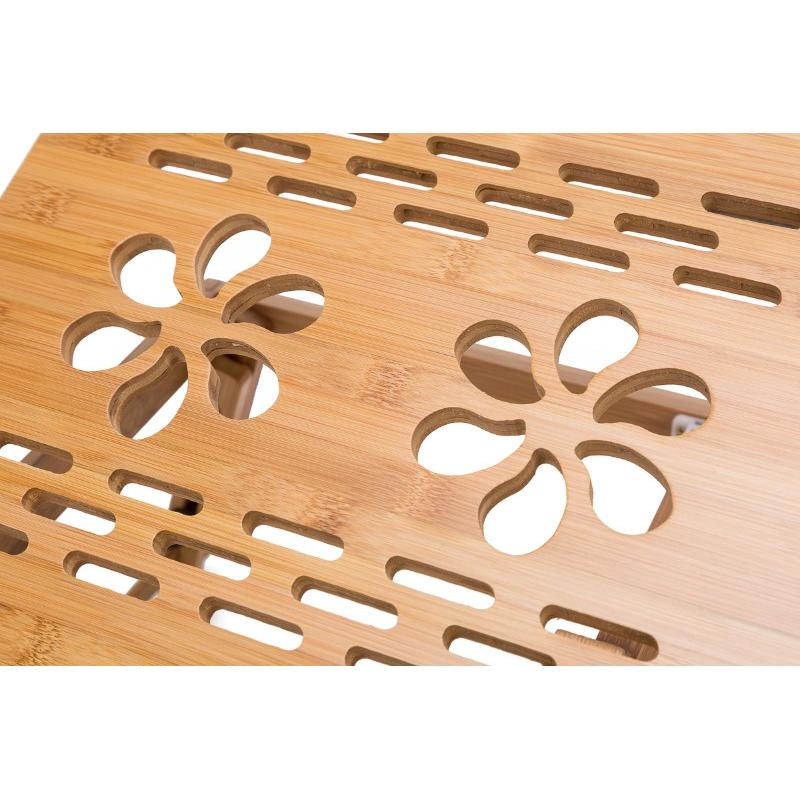 Multi Function Bamboo Lapdesk Table Laptop Stand Breakfast Trays Bed Serving Tray - Adjustable Legs - Portable & Foldable - Tilting Top Angles - Large Size