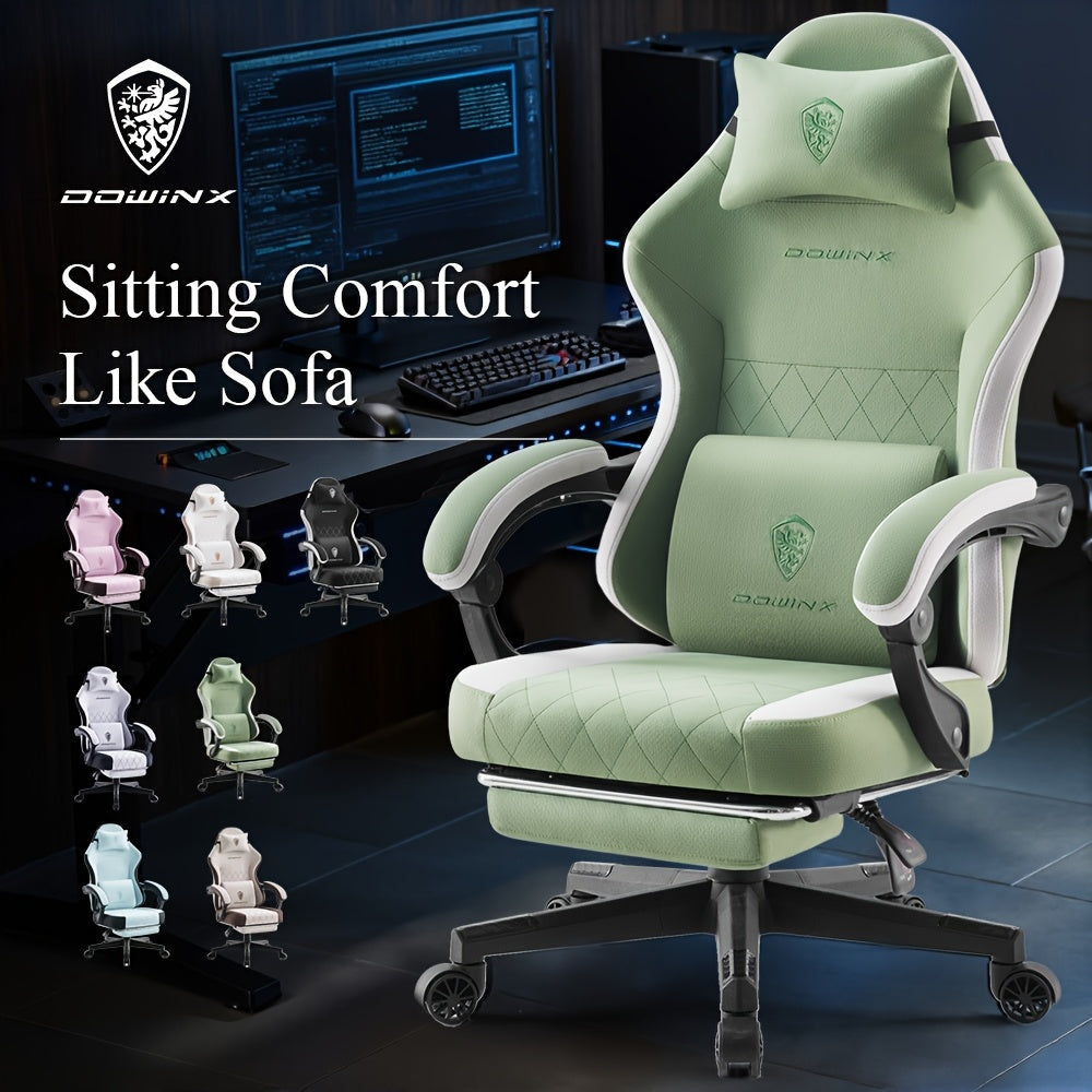 Adult Gaming Chair, Big & Tall Breathable Fabric With Pocketed Spring Cushion & Massage Lumbar Support, Ergonomic High Back Office Chair With Adjustable Headrest\u002FFootrest, 300LBS Weight Capacity, Black, Gray, White, Green And 7 Other Colors