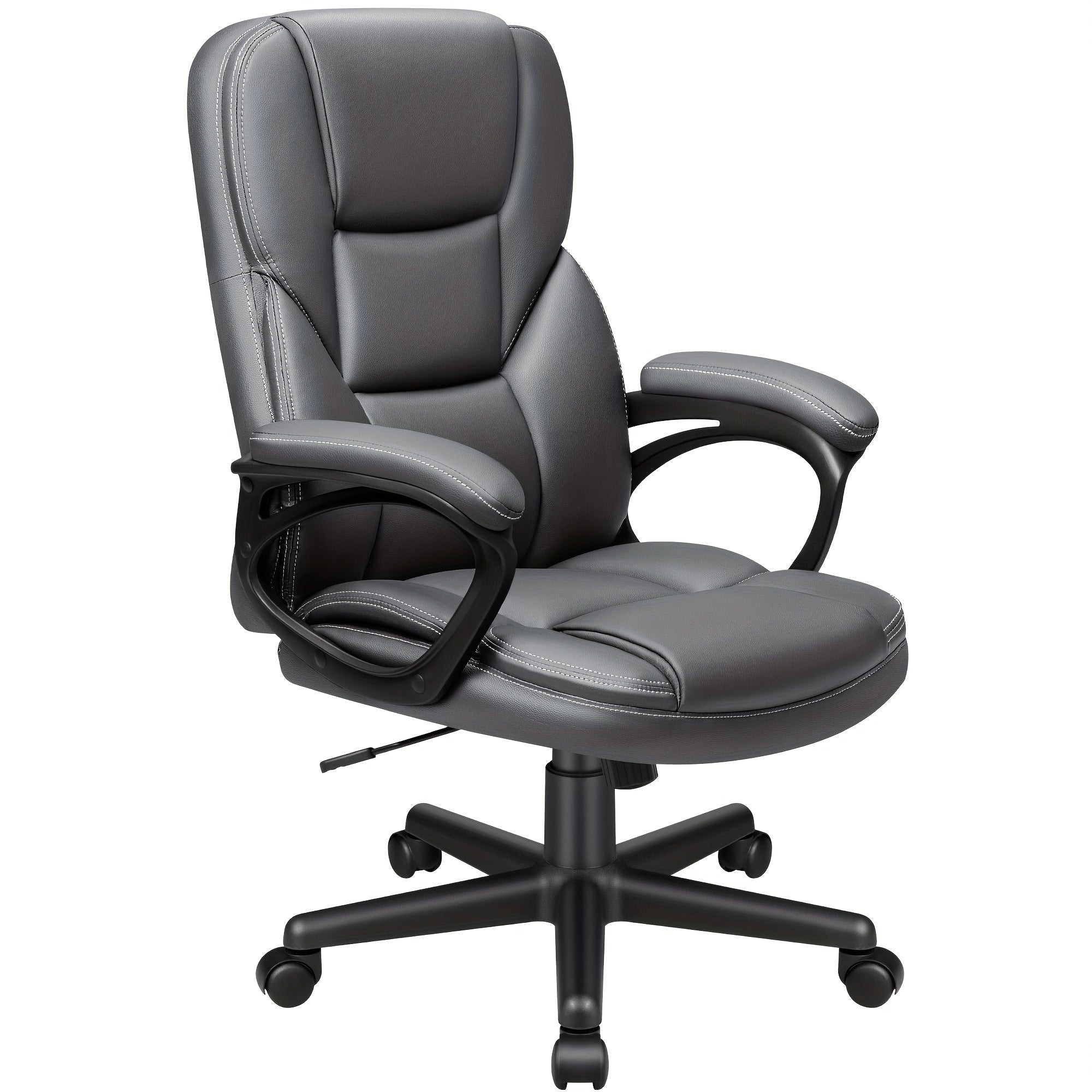 on Ergonomic Executive Office Chairs Featuring a High Back, Adjustable Height, Leather Upholstery, a Comfortable Headrest, Thick Cushioned Armrests, And Lumbar Support. Ideal for Both Home And Office Use