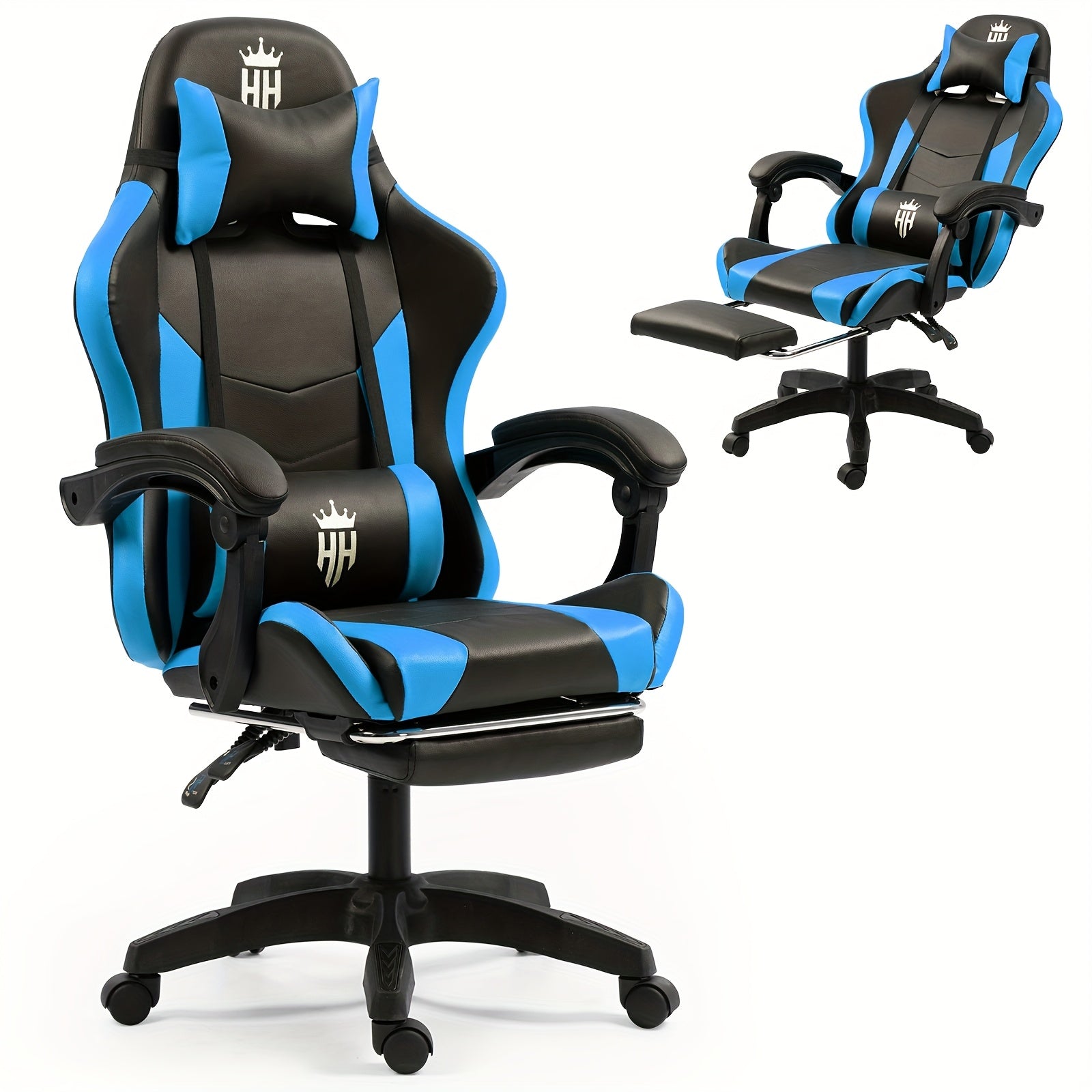 Game Chair With Footrest And Lumbar Support Gaming Chair, Video Chair, Ergonomic Computer Chair Height Adjustable With Swivel Seat And Headrest