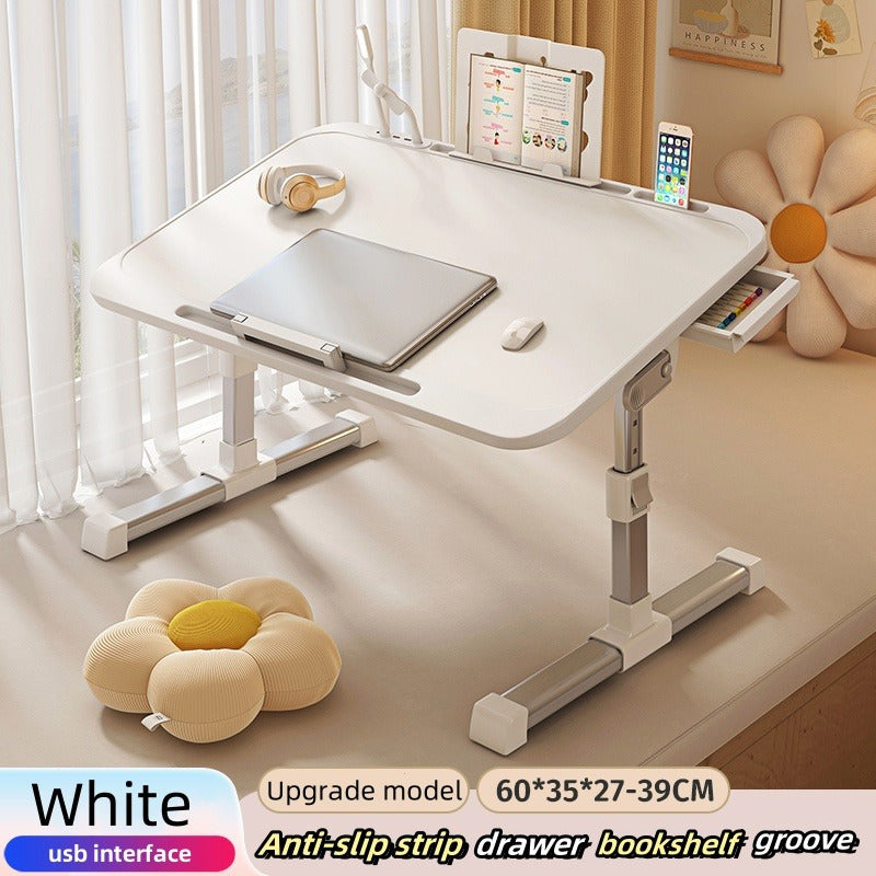 Portable Laptop Desk Featuring Adjustable Height And Angle, Equipped with an LED Light And Drawer – Ideal for Use on The Sofa, for Studying, Reading, And Working