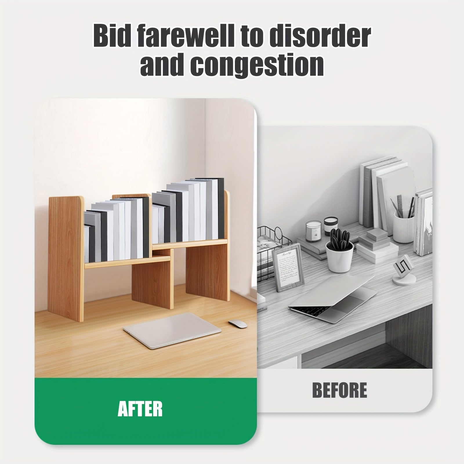 Retractable Bookshelf Desktop Bookshelf Wooden Shelf Multi-layer Storage Rack Suitable for Desktop Storage Books And Items