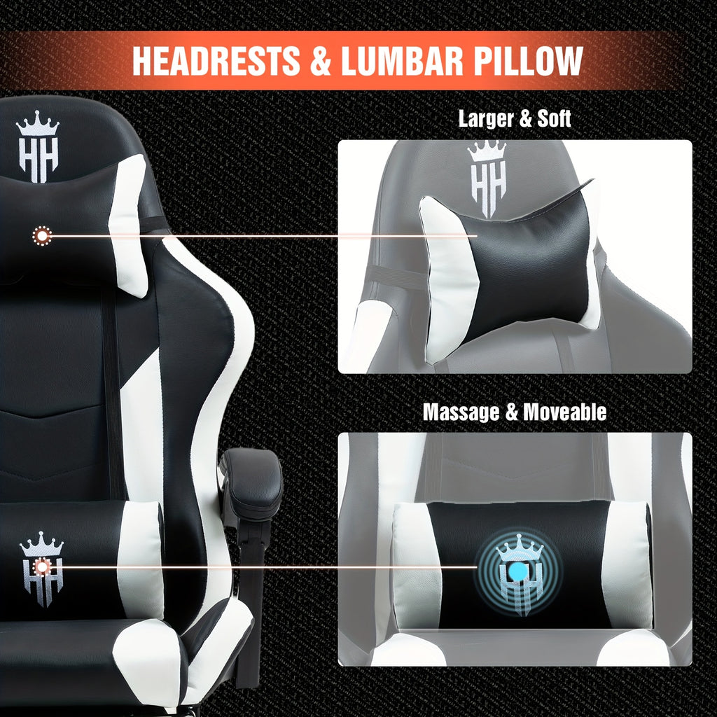 Game Chair With Footrest And Lumbar Support Gaming Chair, Video Chair, Ergonomic Computer Chair Height Adjustable With Swivel Seat And Headrest