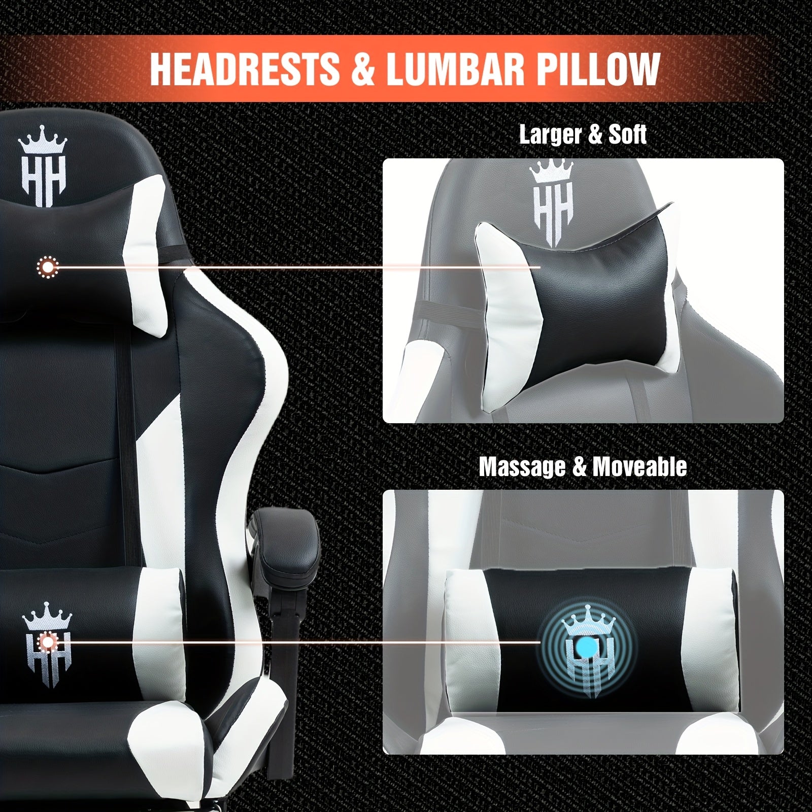 Game Chair With Footrest And Lumbar Support Gaming Chair, Video Chair, Ergonomic Computer Chair Height Adjustable With Swivel Seat And Headrest