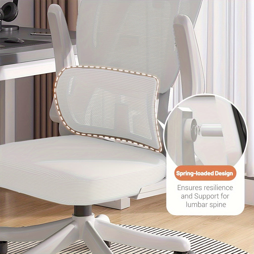 XUEGW Ergonomic Office Chair for Comfort at Home, Adjustable High Back Mesh Chair with Lumbar Support And Flip-Up Arms, Ideal for Work, Study, And Gaming