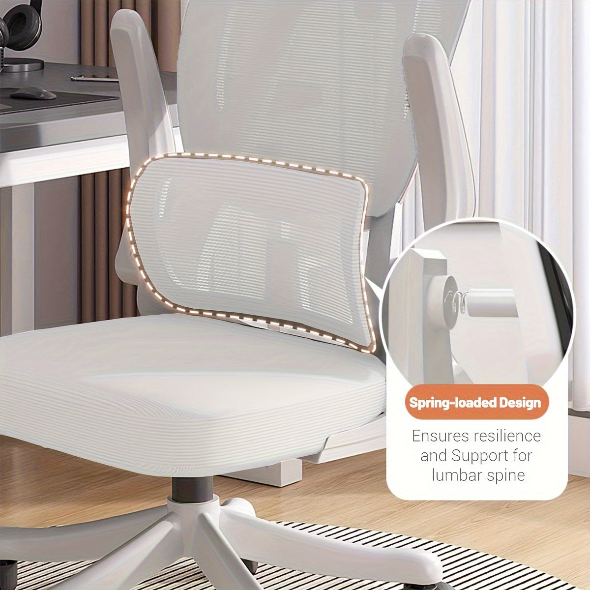 XUEGW Ergonomic Office Chair for Comfort at Home, Adjustable High Back Mesh Chair with Lumbar Support And Flip-Up Arms, Ideal for Work, Study, And Gaming