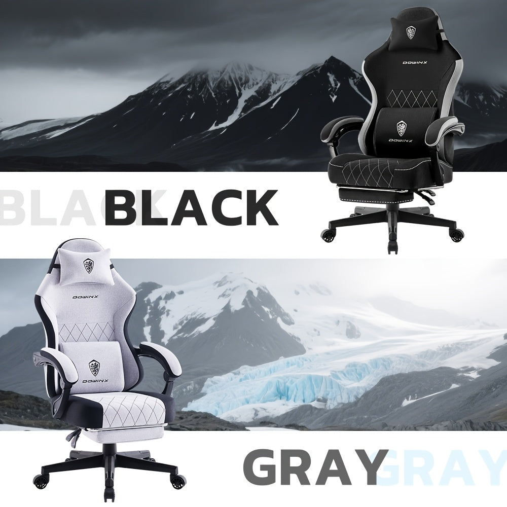 Adult Gaming Chair, Big & Tall Breathable Fabric With Pocketed Spring Cushion & Massage Lumbar Support, Ergonomic High Back Office Chair With Adjustable Headrest\u002FFootrest, 300LBS Weight Capacity, Black, Gray, White, Green And 7 Other Colors