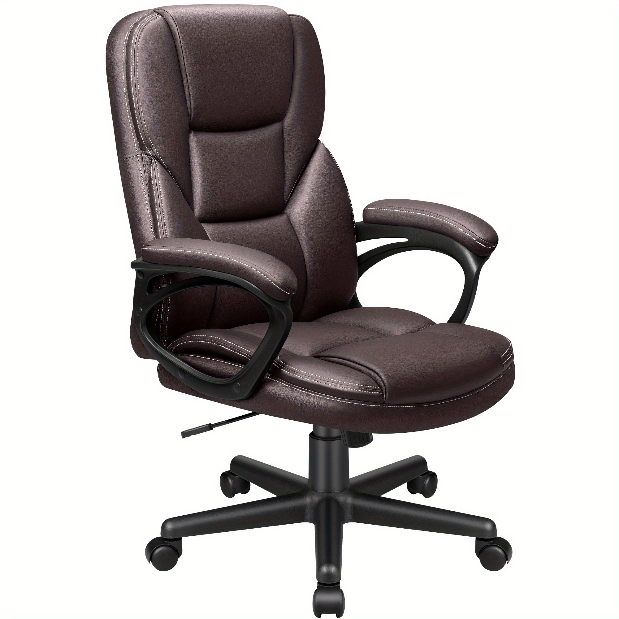 on Ergonomic Executive Office Chairs Featuring a High Back, Adjustable Height, Leather Upholstery, a Comfortable Headrest, Thick Cushioned Armrests, And Lumbar Support. Ideal for Both Home And Office Use