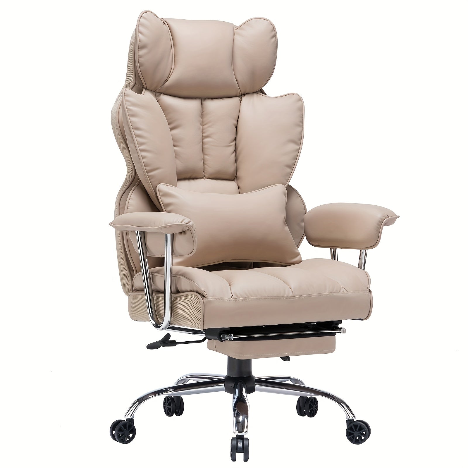 Efomao Office Chair 400LBS, Big and Tall Office Chair, PU Leather Computer Chair, Executive Office Chair with Leg Rest and Lumbar Support, Pink Office Chair