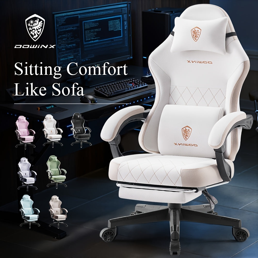 Adult Gaming Chair, Big & Tall Breathable Fabric With Pocketed Spring Cushion & Massage Lumbar Support, Ergonomic High Back Office Chair With Adjustable Headrest\u002FFootrest, 300LBS Weight Capacity, Black, Gray, White, Green And 7 Other Colors