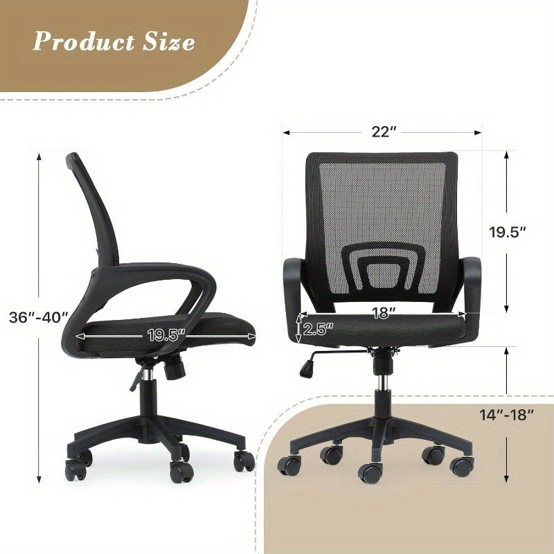 Ergonomic Office Chair Heavy Duty with Wide Seat (300Lbs Capacity) - Adjustable Height Mesh Back & Lumbar Support Desk Chair, Swivel Wheels - Metal Frame for home Office, Gaming Chair - Suitable for s &