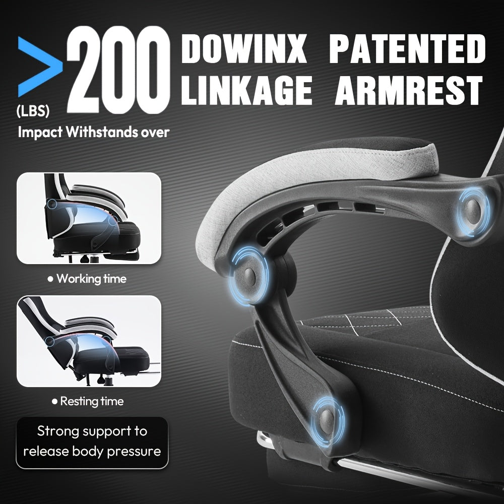 Adult Gaming Chair, Big & Tall Breathable Fabric With Pocketed Spring Cushion & Massage Lumbar Support, Ergonomic High Back Office Chair With Adjustable Headrest\u002FFootrest, 300LBS Weight Capacity, Black, Gray, White, Green And 7 Other Colors