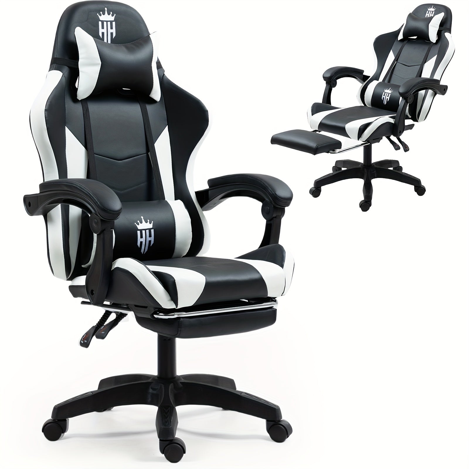 Game Chair With Footrest And Lumbar Support Gaming Chair, Video Chair, Ergonomic Computer Chair Height Adjustable With Swivel Seat And Headrest