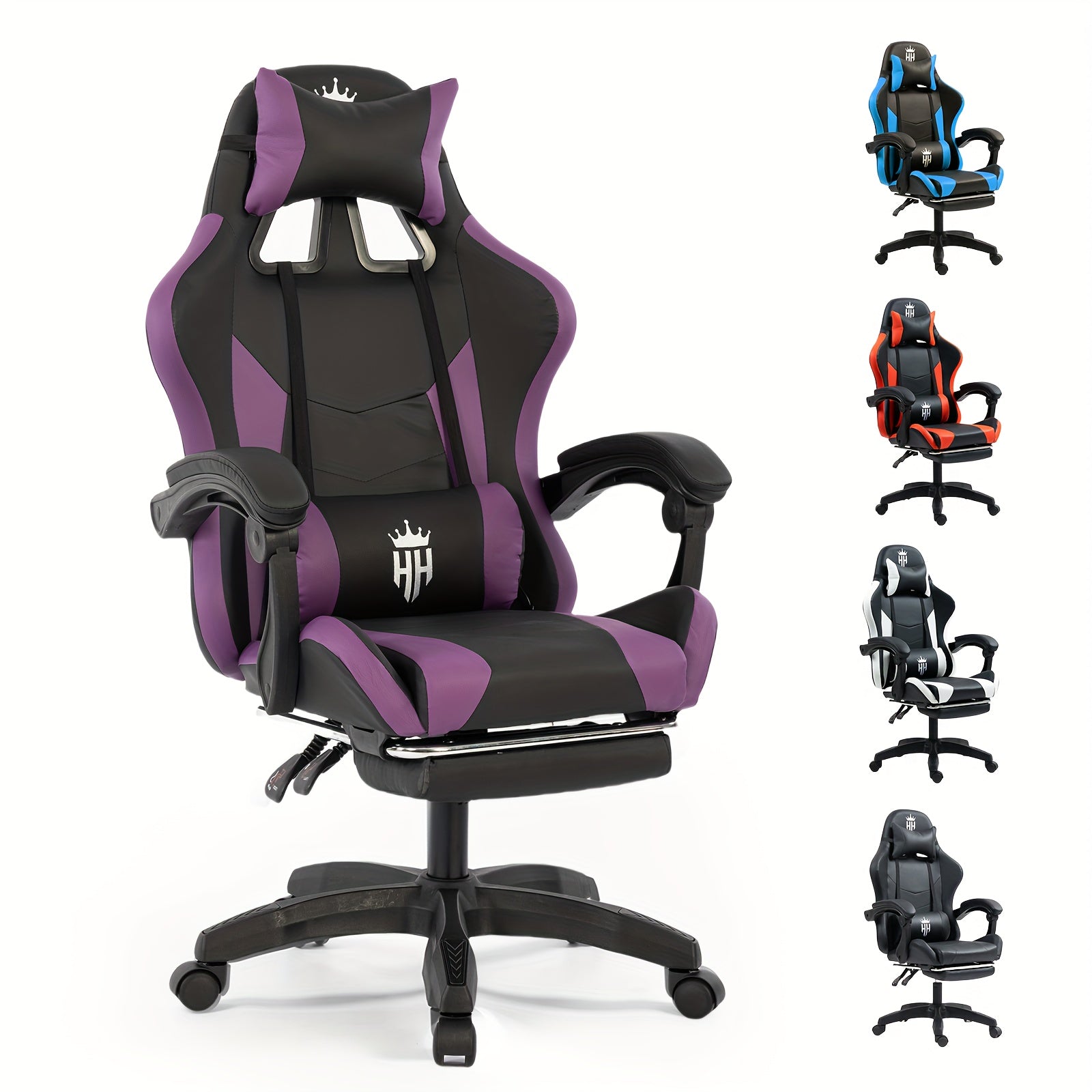 Game Chair With Footrest And Lumbar Support Gaming Chair, Video Chair, Ergonomic Computer Chair Height Adjustable With Swivel Seat And Headrest