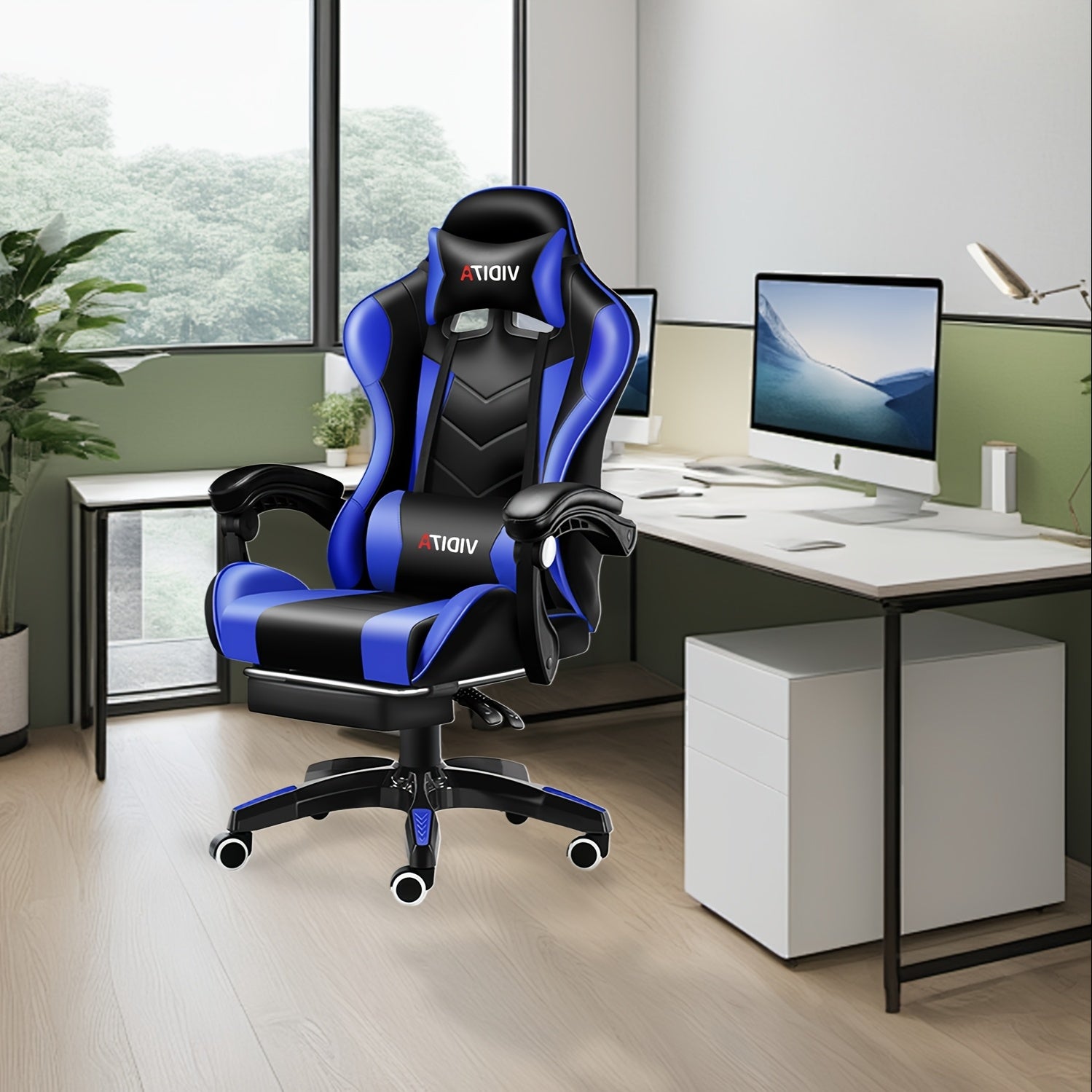Ergonomic High-Back Office Gaming Chair with Lumbar Support & Footrest - Adjustable Linkage Armrests, Foam Cushion, Heavy-Duty Metal Frame Computer Desk Chair Suitable for Office & Gaming Chairs