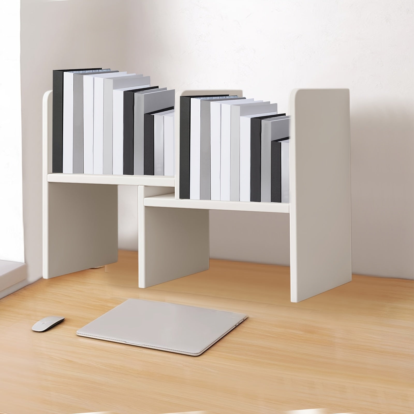 Retractable Bookshelf Desktop Bookshelf Wooden Shelf Multi-layer Storage Rack Suitable for Desktop Storage Books And Items