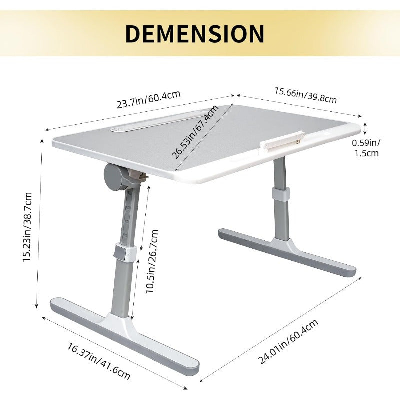 Portable Laptop Desk Featuring Adjustable Height And Angle, Equipped with an LED Light And Drawer – Ideal for Use on The Sofa, for Studying, Reading, And Working