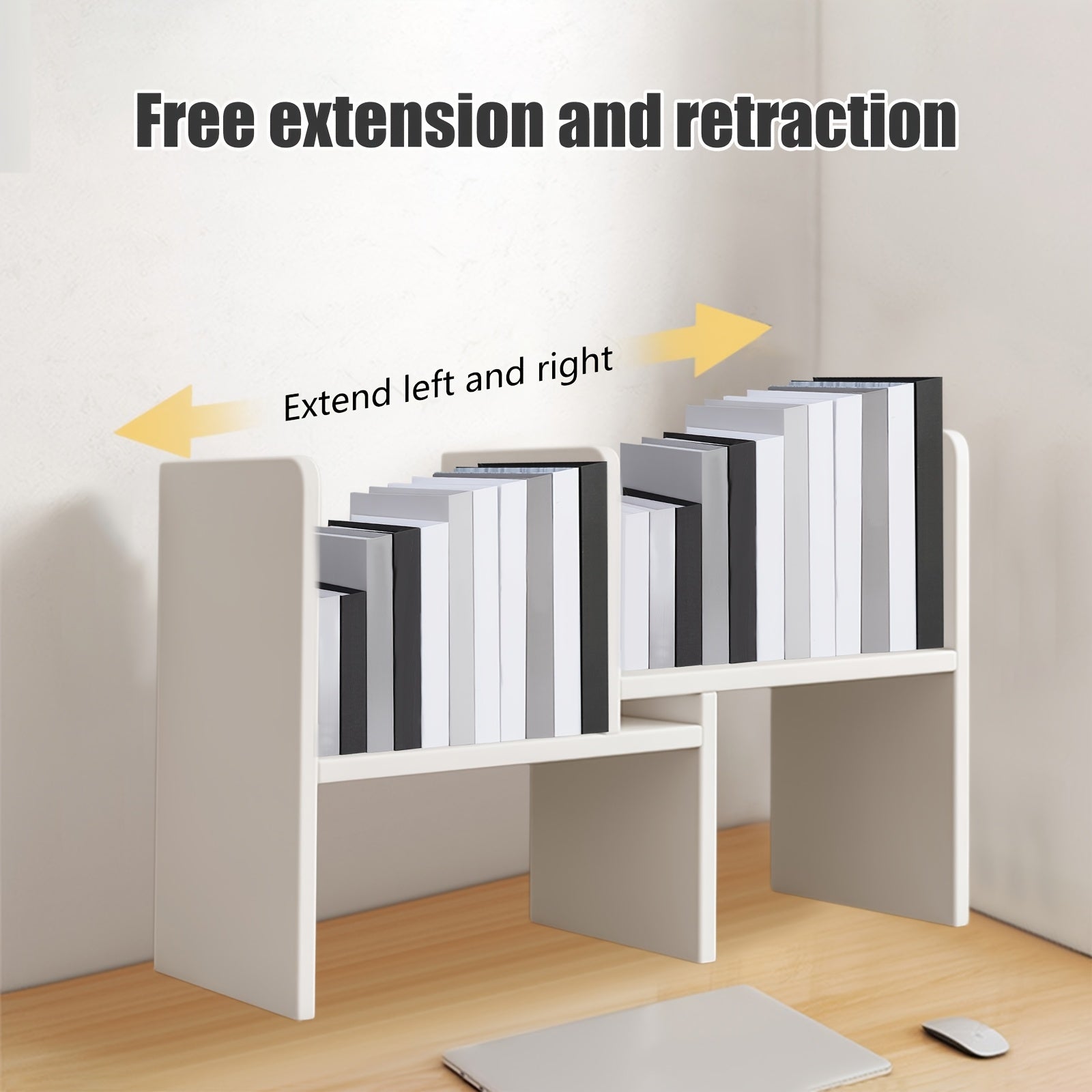 Retractable Bookshelf Desktop Bookshelf Wooden Shelf Multi-layer Storage Rack Suitable for Desktop Storage Books And Items